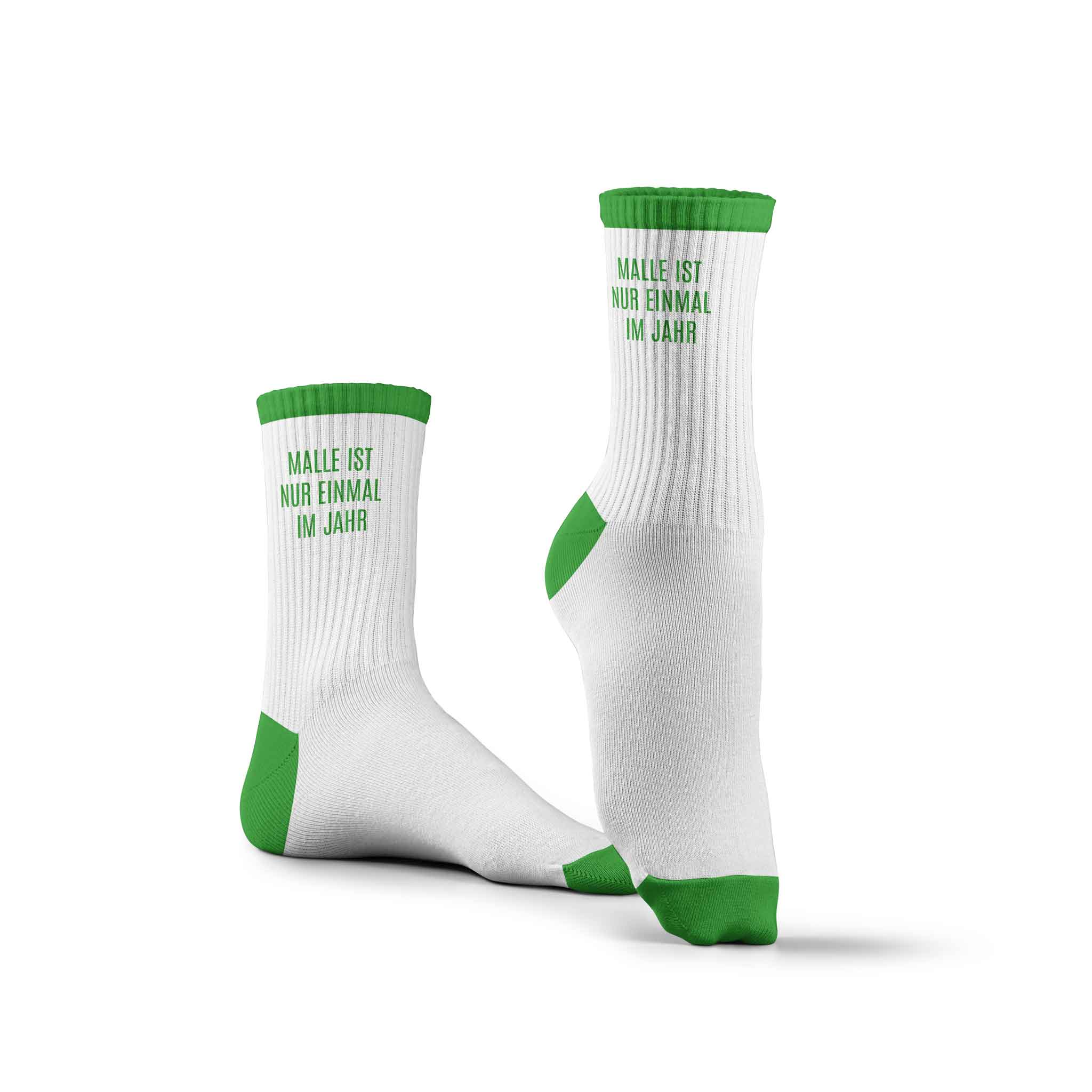 Socken | MALLE IST NUR EINMAL IM JAHR | Grün-Weiß