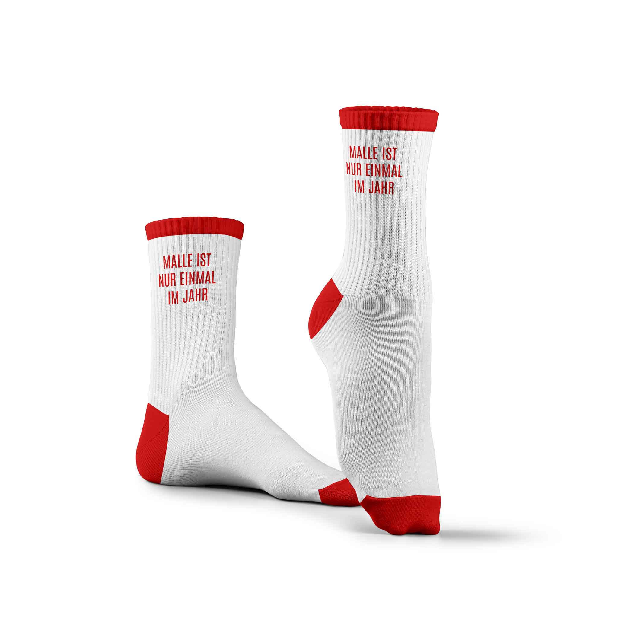 Socken | MALLE IST NUR EINMAL IM JAHR | Rot-Weiß