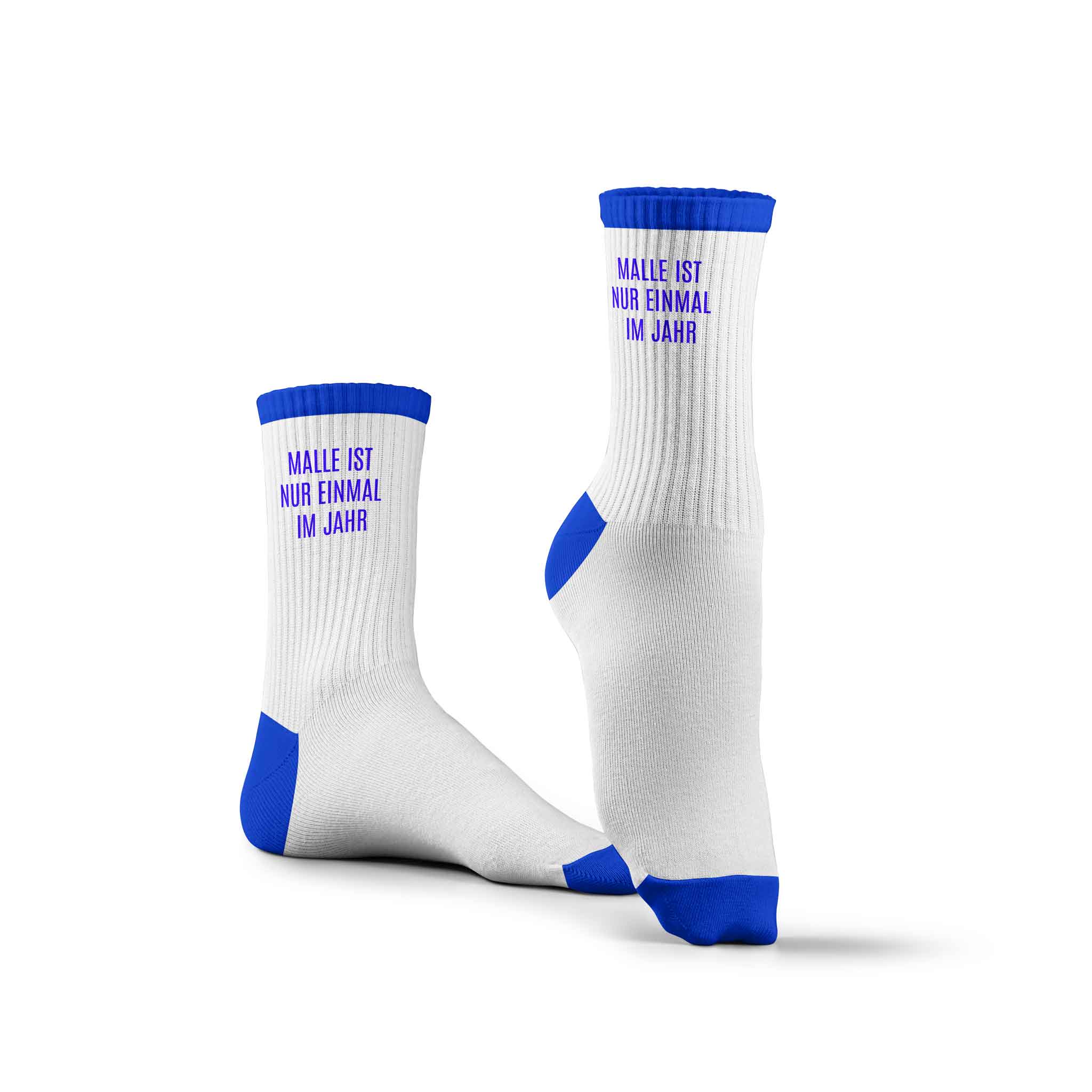 Socken | MALLE IST NUR EINMAL IM JAHR | Blau-Weiß