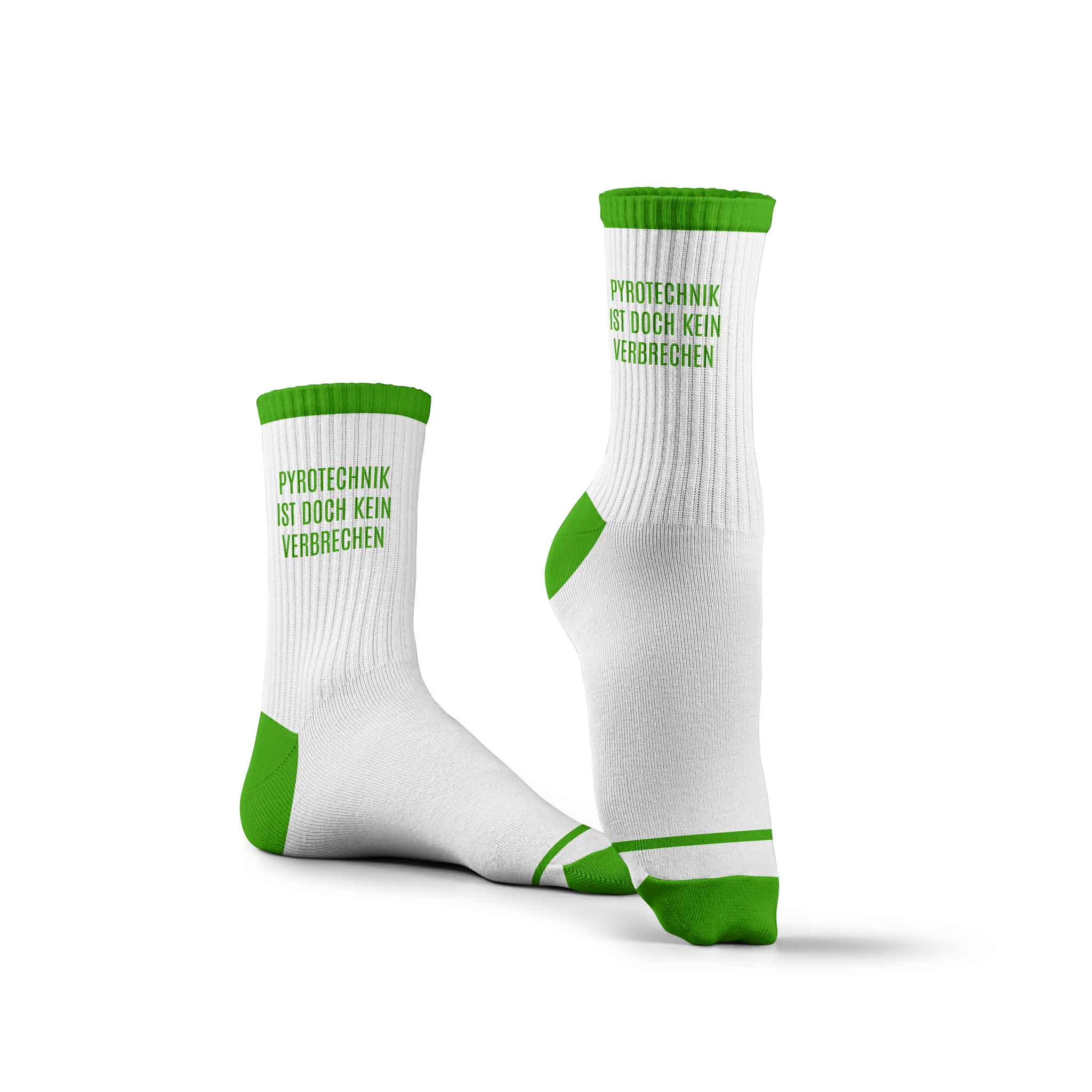 Socken | PYROTECHNIK IST DOCH KEIN VERBRECHEN | Grün-Weiß