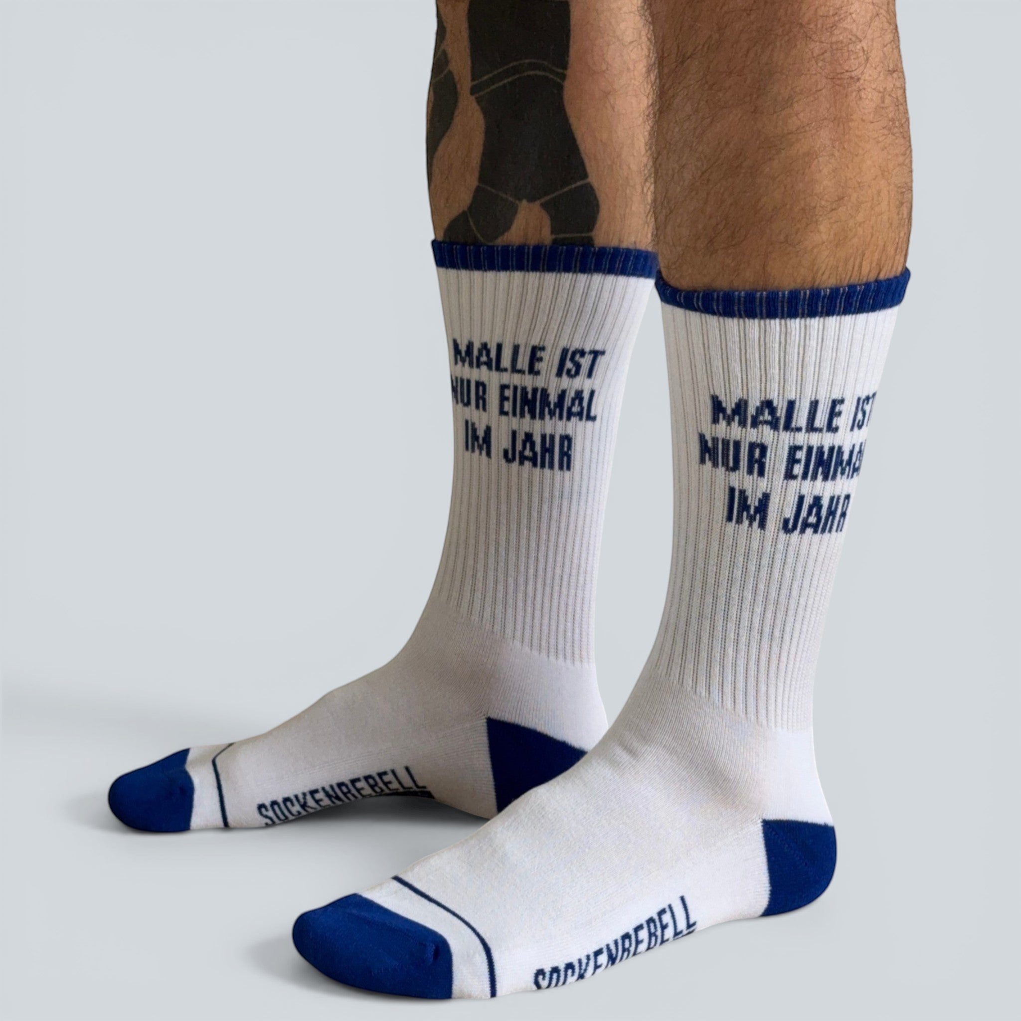  Malle Socken Blau-Weiß für die JGA-Crew, gekämmte Baumwolle