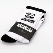 Meister müssen aufsteigen – Statement-Socken Schwarz-Weiß