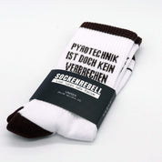 Pyrotechnik ist doch kein Verbrechen – Statement-Socken Braun-Weiß