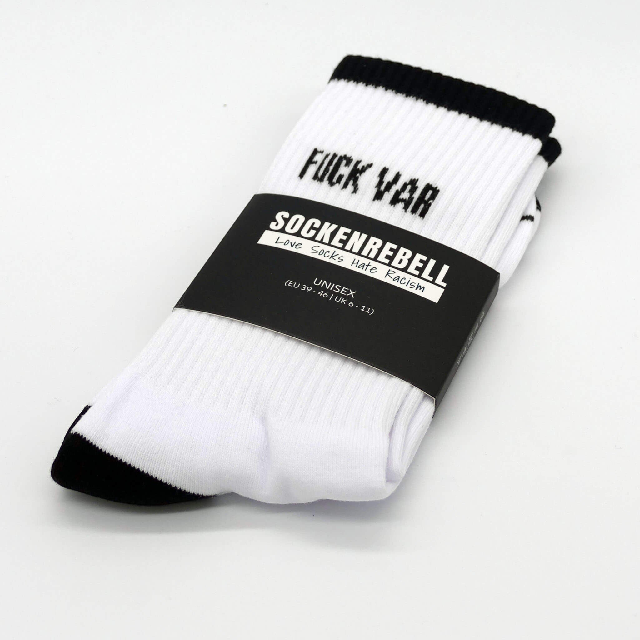 Fuck VAR – Statement-Socken Schwarz-Weiß