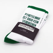 Pyrotechnik ist doch kein Verbrechen – Statement-Socken Grün-Weiß
